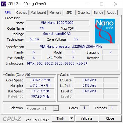 screenshot of CPU-Z validation for Dump [gu3mw3] - Submitted by  DESKTOP-QS4KAG4  - 2020-02-14 10:45:41