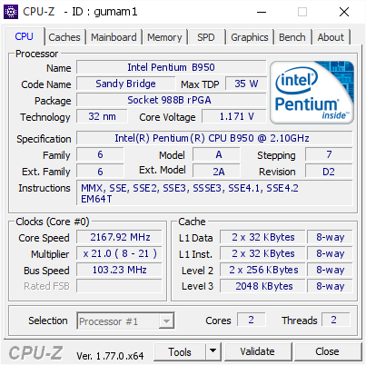 screenshot of CPU-Z validation for Dump [gumam1] - Submitted by  DJ PC  - 2016-08-04 12:32:45