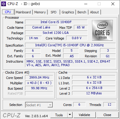 screenshot of CPU-Z validation for Dump [gvibci] - Submitted by  DESKTOP-C1LHLRP  - 2023-01-25 05:08:54