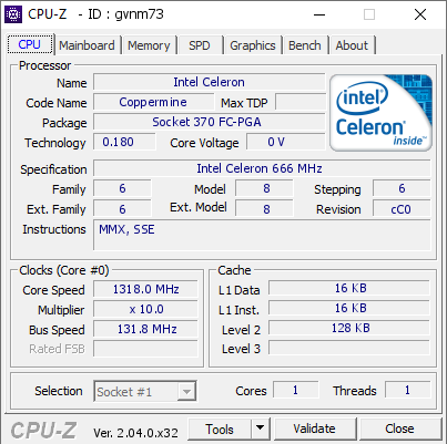 screenshot of CPU-Z validation for Dump [gvnm73] - Submitted by  zombie568  - 2023-05-28 00:51:58
