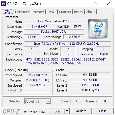 screenshot of CPU-Z validation for Dump [gw2aih] - Submitted by  DESKTOP-H6PVPUI  - 2022-09-04 14:55:32