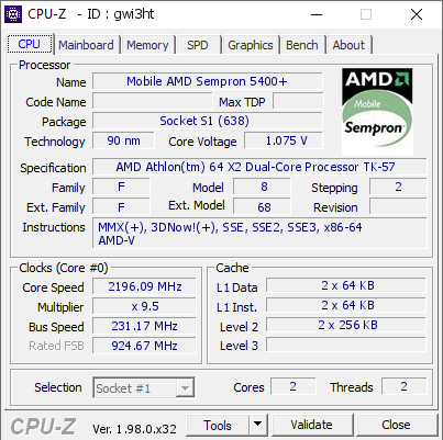 screenshot of CPU-Z validation for Dump [gwi3ht] - Submitted by  JEHOVA-PC  - 2022-02-13 11:05:26