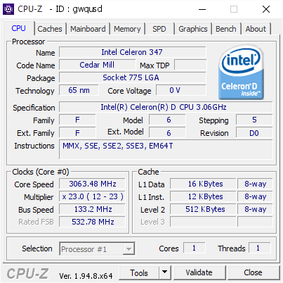 screenshot of CPU-Z validation for Dump [gwqusd] - Submitted by  LightBulbFun  - 2020-12-24 16:40:09