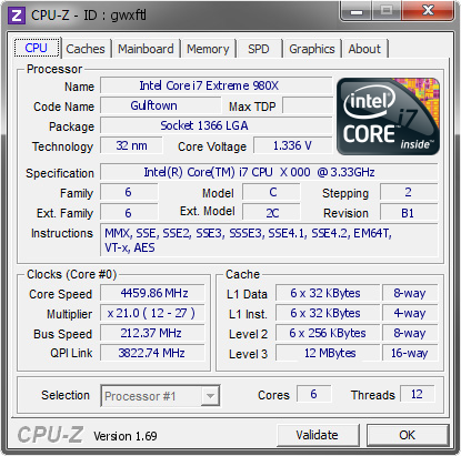 screenshot of CPU-Z validation for Dump [gwxftl] - Submitted by  Mekar  - 2014-04-26 01:04:24
