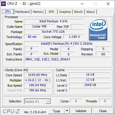screenshot of CPU-Z validation for Dump [gziw22] - Submitted by  Anonymous  - 2025-05-07 14:09:54
