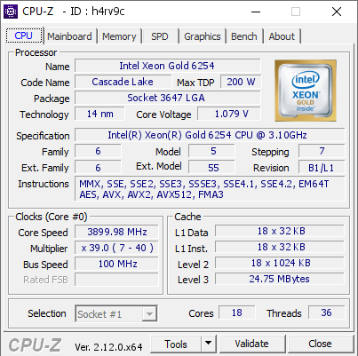 screenshot of CPU-Z validation for Dump [h4rv9c] - Submitted by  BE  - 2024-12-13 17:59:28