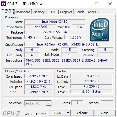 screenshot of CPU-Z validation for Dump [h5s04w] - Submitted by  ismailTPC_Hastanesi  - 2022-07-25 22:29:34