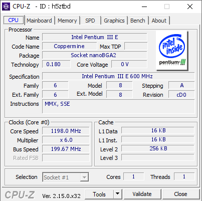 screenshot of CPU-Z validation for Dump [h5ztbd] - Submitted by  R-998  - 2025-10-13 02:58:02