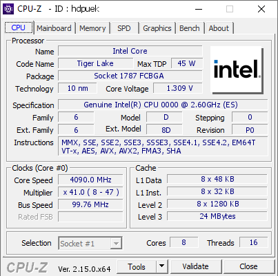 screenshot of CPU-Z validation for Dump [hdpuek] - Submitted by  DESKTOP-A1JJ45B  - 2025-07-04 15:08:31