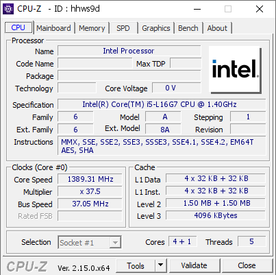 screenshot of CPU-Z validation for Dump [hhws9d] - Submitted by  Anonymous  - 2025-07-22 16:08:28
