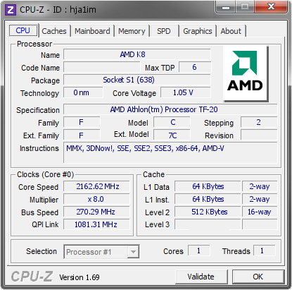 screenshot of CPU-Z validation for Dump [hja1im] - Submitted by  MRPACO-PC  - 2014-06-08 16:06:34