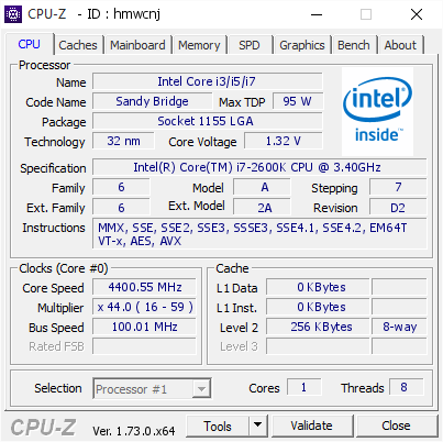 screenshot of CPU-Z validation for Dump [hmwcnj] - Submitted by  IARCON-PC  - 2015-11-03 18:42:10