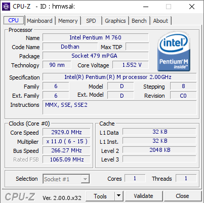 screenshot of CPU-Z validation for Dump [hmwsak] - Submitted by  Wasmachineman_NL  - 2022-03-18 23:20:11