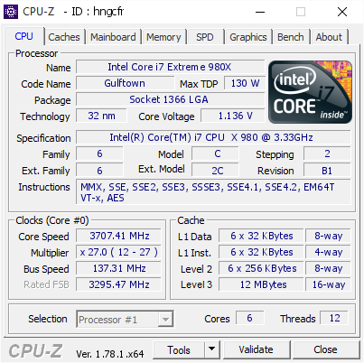 Intel Core I7 Extreme 980x 3707 41 Mhz Cpu Z Validator