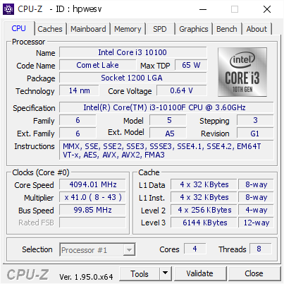 CPU corei3 10100 Intel Core i3-10100 3.6GHz Socket-1200 OEM Desktop CPU SRH3N