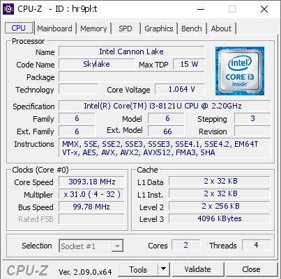 screenshot of CPU-Z validation for Dump [hr9pkt] - Submitted by  TIRTH  - 2024-02-08 05:19:18