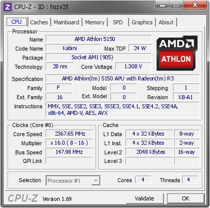 screenshot of CPU-Z validation for Dump [hszv2f] - Submitted by  FlanK3r - aircooled  - 2014-04-18 17:04:06