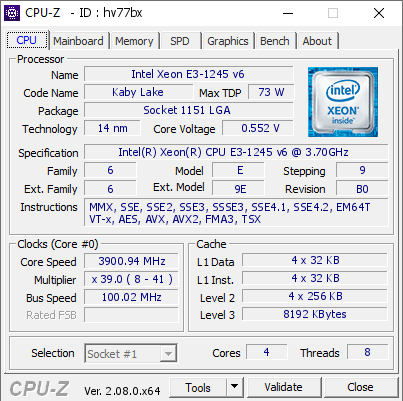 screenshot of CPU-Z validation for Dump [hv77bx] - Submitted by  Anonymous  - 2023-10-29 02:38:13