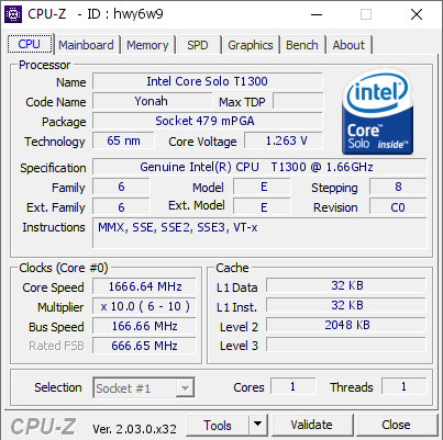 screenshot of CPU-Z validation for Dump [hwy6w9] - Submitted by  BOUCHART  - 2022-11-22 08:13:54