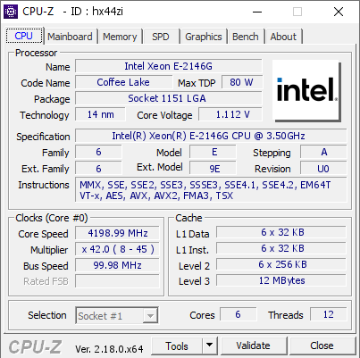 screenshot of CPU-Z validation for Dump [hx44zi] - Submitted by  Anonymous  - 2026-02-17 18:07:46