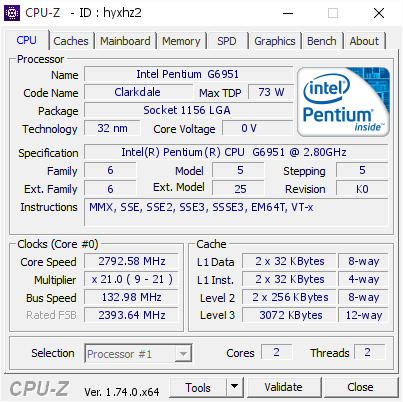 screenshot of CPU-Z validation for Dump [hyxhz2] - Submitted by  MONICA-PC  - 2015-12-10 18:28:40