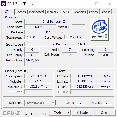 screenshot of CPU-Z validation for Dump [hz4bdi] - Submitted by  Obijuan83  - 2021-05-25 22:34:53