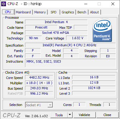screenshot of CPU-Z validation for Dump [hznlqp] - Submitted by  Dry_Ice777  - 2023-12-13 03:57:04