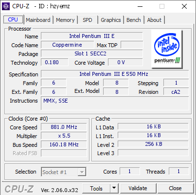 screenshot of CPU-Z validation for Dump [hzyemz] - Submitted by  R-998  - 2024-07-18 14:42:32