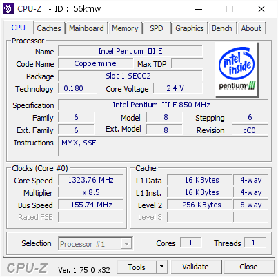 screenshot of CPU-Z validation for Dump [i56kmw] - Submitted by  kotori  - 2016-04-16 11:01:10