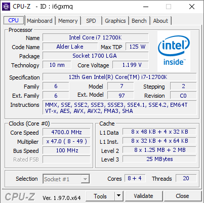 screenshot of CPU-Z validation for Dump [i6gxmq] - Submitted by  HOMEDESKTOP  - 2021-11-19 18:08:39