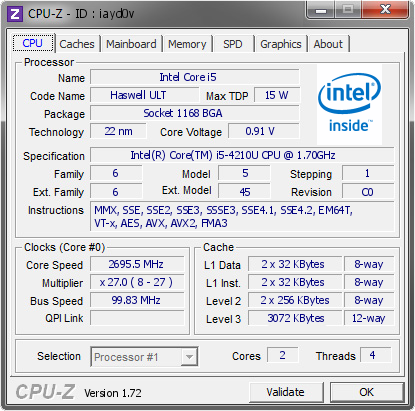 screenshot of CPU-Z validation for Dump [iayd0v] - Submitted by  BRODATY  - 2015-08-09 23:08:14