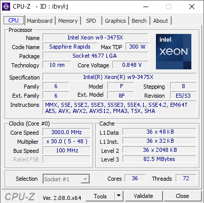 screenshot of CPU-Z validation for Dump [ibvykj] - Submitted by  FORLON-WKS15  - 2023-11-21 10:29:21