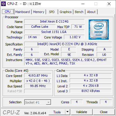 screenshot of CPU-Z validation for Dump [ic115w] - Submitted by  DESKTOP-FI6AQRL  - 2023-07-02 19:03:11