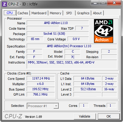 screenshot of CPU-Z validation for Dump [icfzlv] - Submitted by  GATEWAY  - 2014-04-22 08:04:08