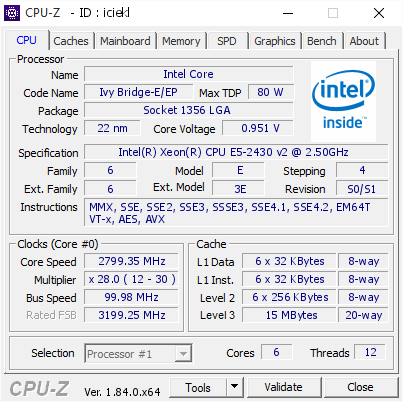 screenshot of CPU-Z validation for Dump [iciekl] - Submitted by  Anonymous  - 2018-03-24 17:28:58