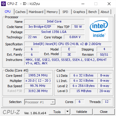 screenshot of CPU-Z validation for Dump [icz2yu] - Submitted by  WIN-LLB6JQ1465T  - 2019-05-14 04:59:02