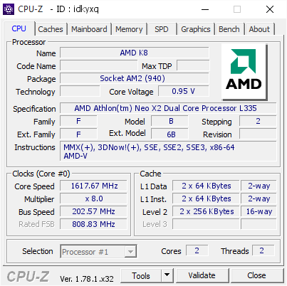 screenshot of CPU-Z validation for Dump [idkyxq] - Submitted by  PC-20161210NGGW  - 2016-12-11 02:08:14