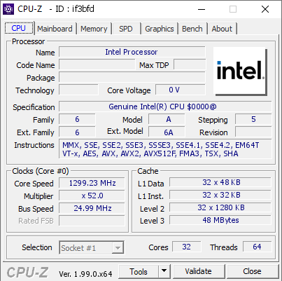 screenshot of CPU-Z validation for Dump [if3bfd] - Submitted by  Anonymous  - 2022-02-27 13:54:16