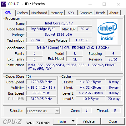 screenshot of CPU-Z validation for Dump [ifhmdw] - Submitted by  WIN-G22FMN7046B  - 2016-05-16 21:39:09