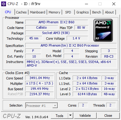 screenshot of CPU-Z validation for Dump [ifr5nv] - Submitted by  DESKTOP-SMTBAU7  - 2020-10-14 21:28:48