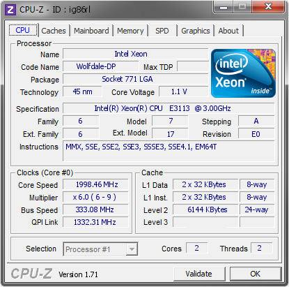 screenshot of CPU-Z validation for Dump [ig86rl] - Submitted by  WIN-JVFPGRLH3E9  - 2015-01-18 21:01:36