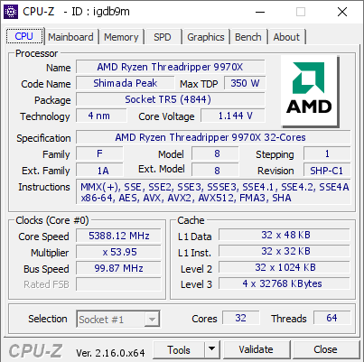 screenshot of CPU-Z validation for Dump [igdb9m] - Submitted by  DESKTOP-26BTCBB  - 2025-12-02 19:45:34