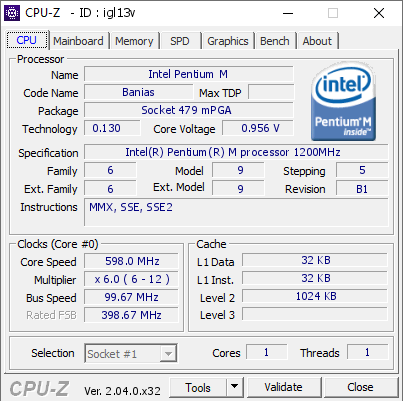 screenshot of CPU-Z validation for Dump [igl13v] - Submitted by  X40  - 2023-02-27 19:46:13