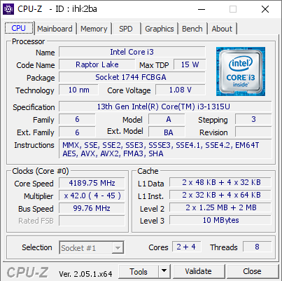 screenshot of CPU-Z validation for Dump [ihk2ba] - Submitted by  MANTOBZ  - 2023-07-14 02:21:20