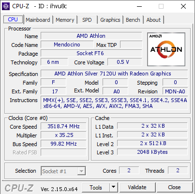 screenshot of CPU-Z validation for Dump [ihvu8c] - Submitted by  DESKTOP-3ATNVB2  - 2025-08-19 23:11:02