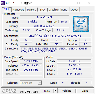 screenshot of CPU-Z validation for Dump [ijgj9k] - Submitted by  Simi37  - 2023-03-13 19:15:31