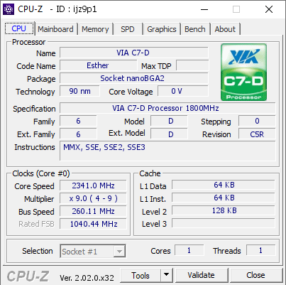 screenshot of CPU-Z validation for Dump [ijz9p1] - Submitted by  IdeaFix  - 2022-10-21 21:01:36