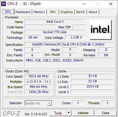 screenshot of CPU-Z validation for Dump [il5gw3] - Submitted by  Luumi  - 2026-01-03 04:37:34