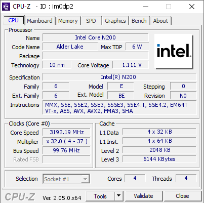 screenshot of CPU-Z validation for Dump [im0dp2] - Submitted by  Anonymous  - 2023-03-07 17:24:37