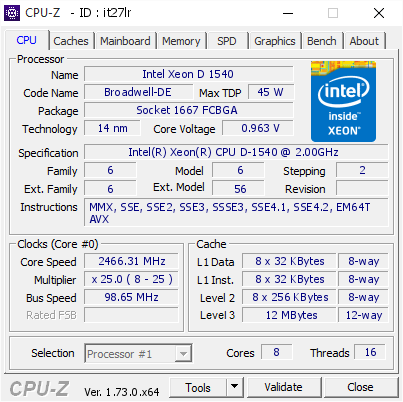screenshot of CPU-Z validation for Dump [it27lr] - Submitted by  SA026  - 2016-04-04 02:27:44